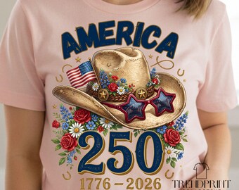 America 250th Anniversary Cowboy Hat Floral PNG (Digital Download)