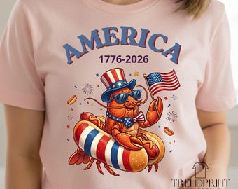 Patriotic Lobster Hot Dog PNG, Funny 4th of July , Patriotic Crawfish Shirt Digital Download