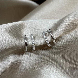 Brincos Ear Cuff de Prata Esterlina 925 para mulheres, sem piercing; Pedra preciosa de zircônia