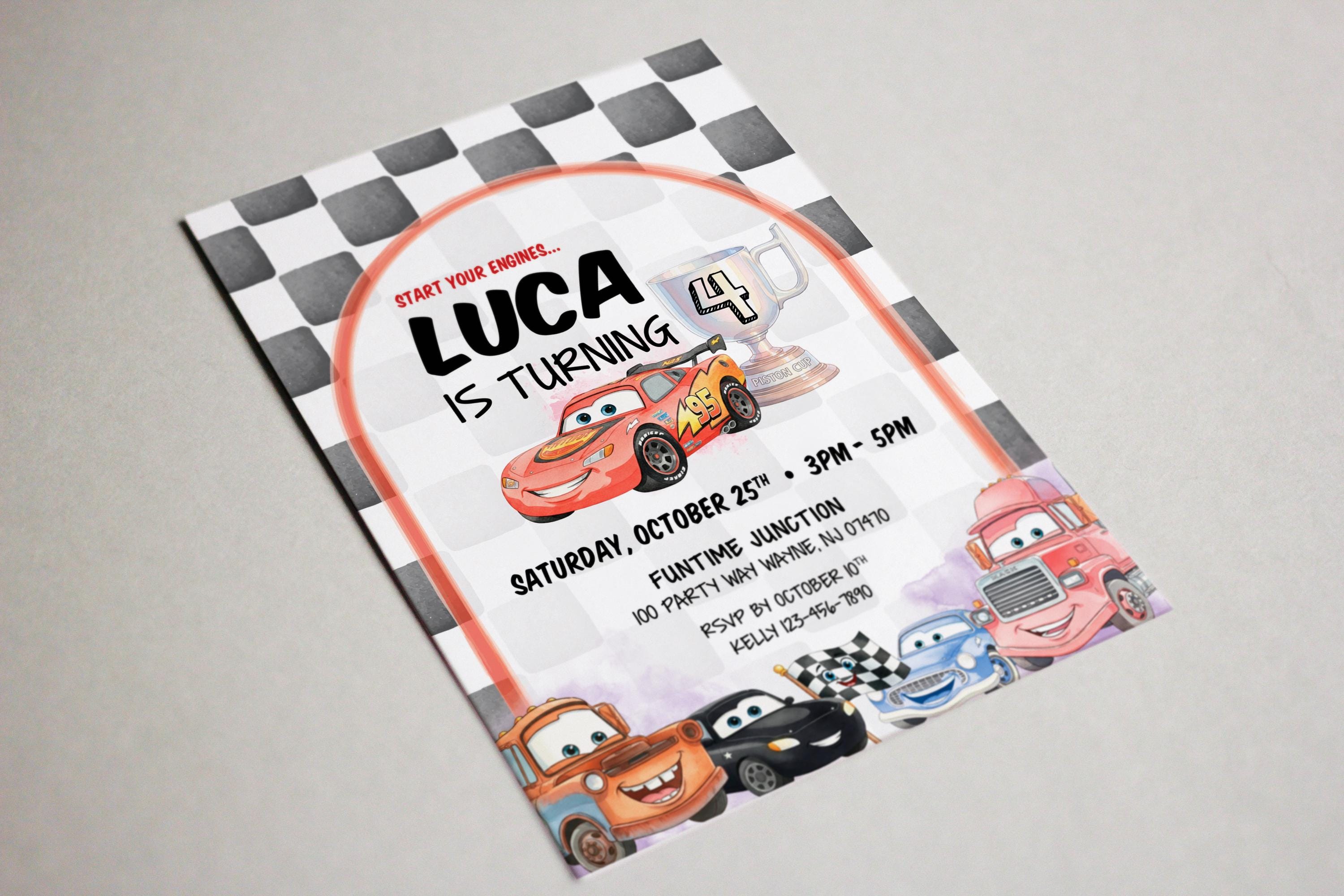 Cars Racing Birthday Invitation – Race Car Theme | Digital Download ...