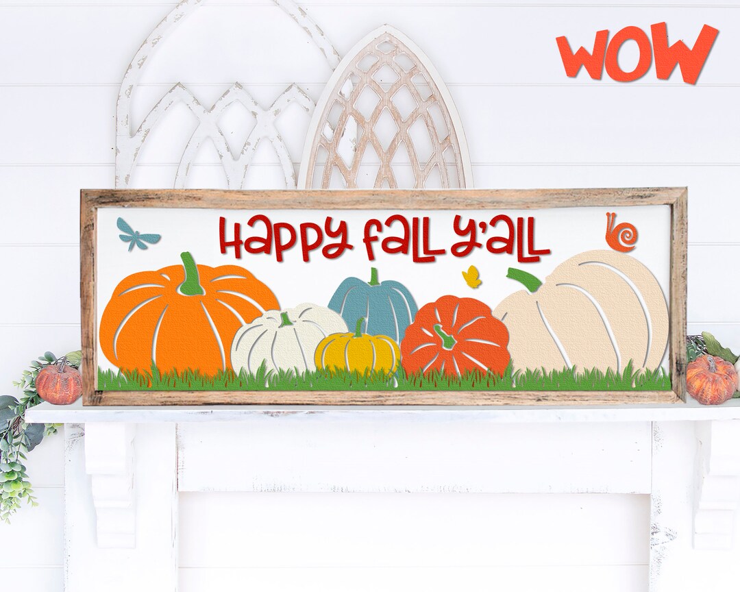 Happy Fall Yall SVG, Autumn Horizontal Sign Cut File, Farm Pumpkins ...