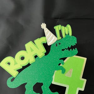 Dinosaur Cake Topper. Personalized, multiple layers,  T -Rex ROAR Cake theme, Dino theme party, Age topper