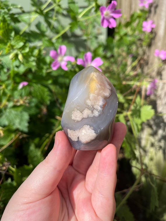 RARE Black Flower Agate / Cherry Blossom Agate Flame Crystal Etsy