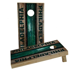 Philadelphia Wood Slat State/City Theme Regulation Custom Cornhole Board Game Set