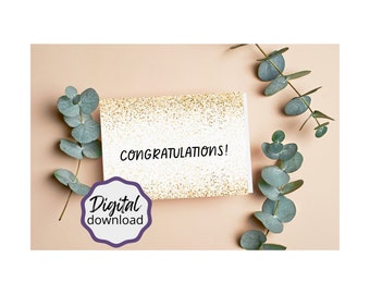 Printable CONGRATULATIONS Card, 5x7 Instant download greeting card