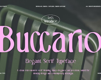 Buccario Elegant Serif Font, Classic Font, Groovy Font, Retro Font, vVintage Font, Classy Font, Stylish Font, Canva Font, Modern Serif Font