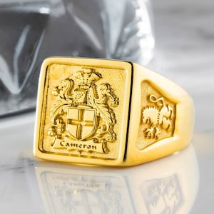 Coat of Arms Ring, Custom Signet Ring, Family Crest Silver Ring, Heraldic Gold Ring, Custom Engraved Family Ring, Ring For Men and Women
