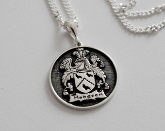 Custom College Silver Pendant, Family Crest  Necklace, Coat of Arms Pendant, Handmade Gift, Medallion, University Necklace, Cristmas Gift