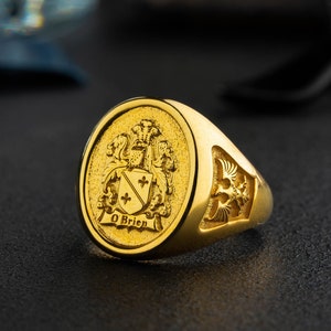 Family Crest Signet Ring, Personalized University Logo Ring, Custom Class Ring, Graduation Silver Ring, Solid Gold Ring, High School Ring