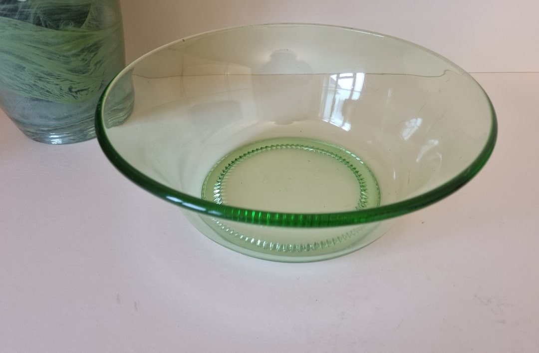Clear Green Glass Large Fruit Bowl, Depression Glass, Trifle Dish. Etsy
