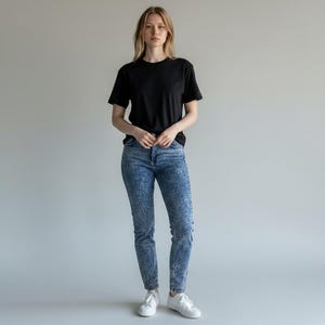 Jeans skinny da donna Joe Boxer a vita alta, lavaggio acido, blu, taglia 11, stile retrò anni '90. immagine 1