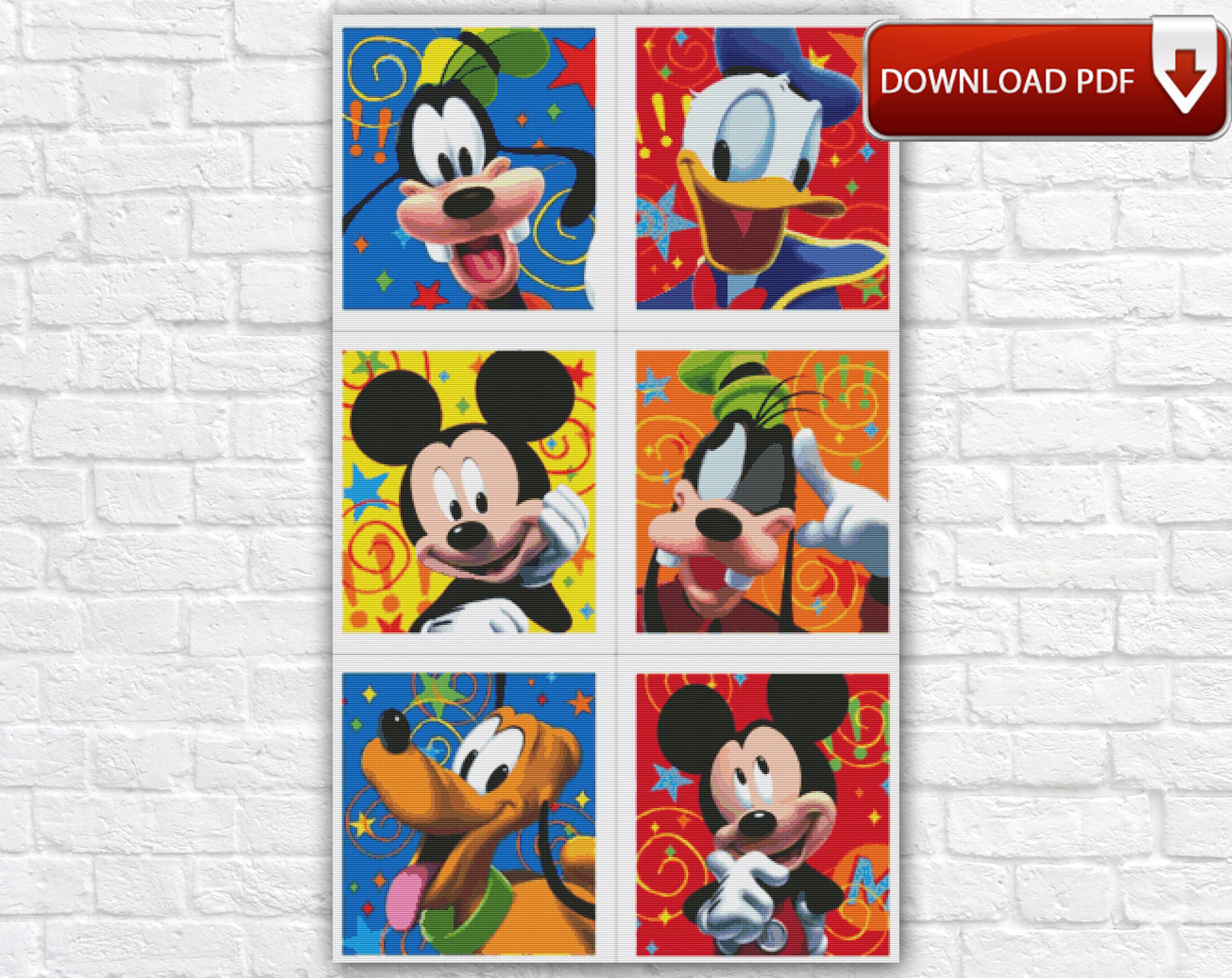 Mickey Mouse Cross Stitch Pattern / Cartoon Characters Counted - Etsy Mickey Mouse Cross Stitch Pattern / Cartoon Characters Counted - Etsy