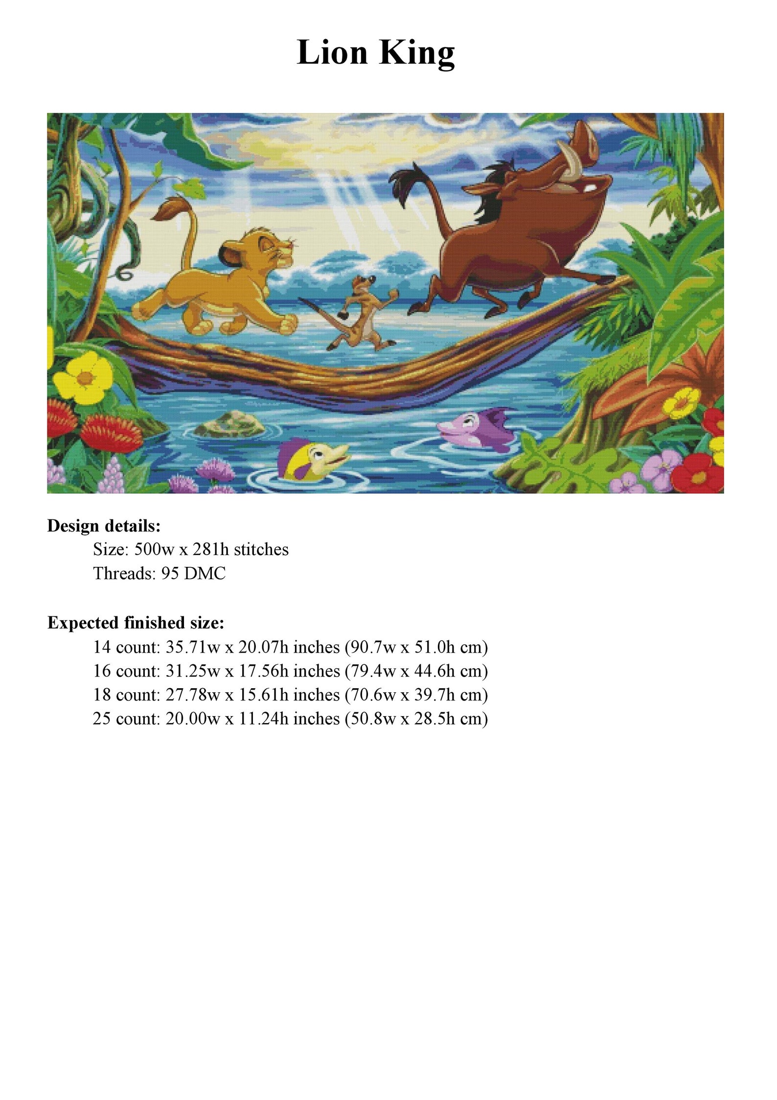 Lion King Cross Stitch Pattern / Lion Cross Stitch Chart / Etsy