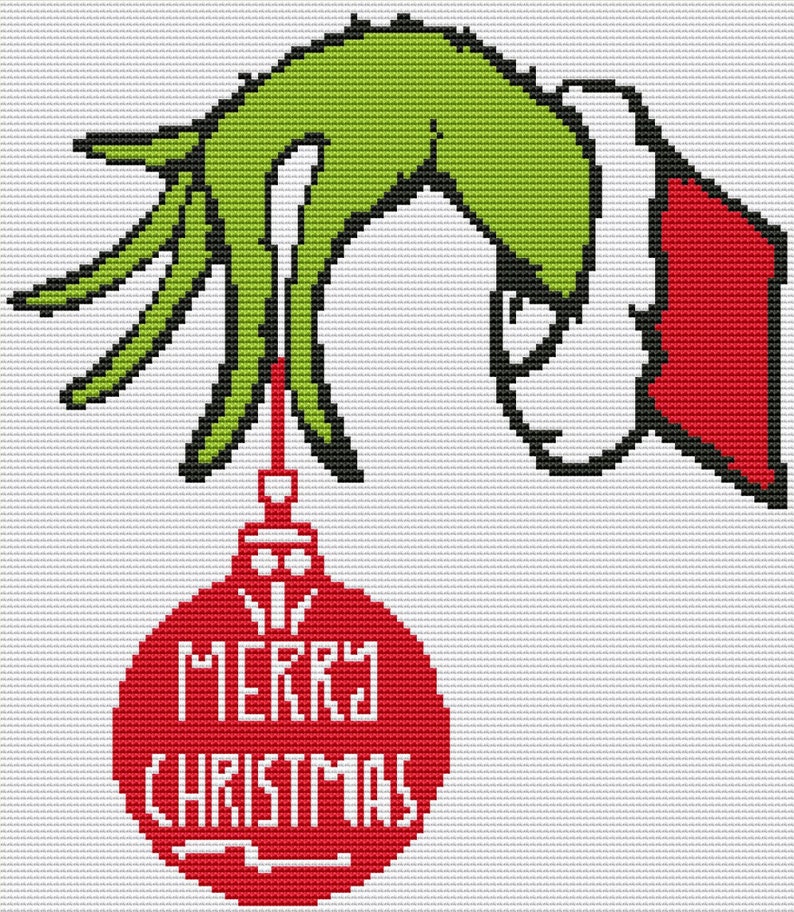 Grinch Cross Stitch Pattern / Christmas Holiday Cross Stitch Etsy