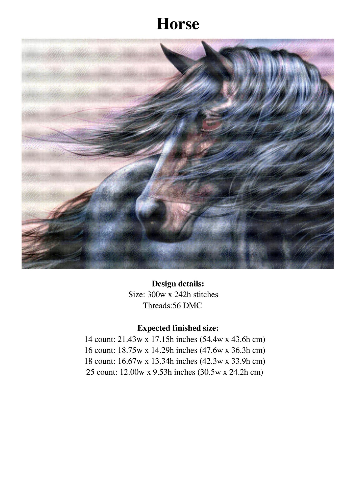 Horse Counted Cross Stitch Pattern / Horse PDF Cross Stitch Etsy