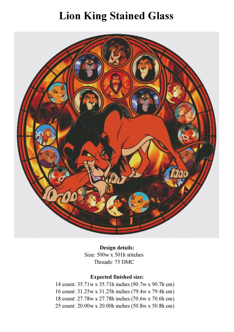 Lion King Cross Stitch Pattern / Lion King PDF Cross Stitch Etsy