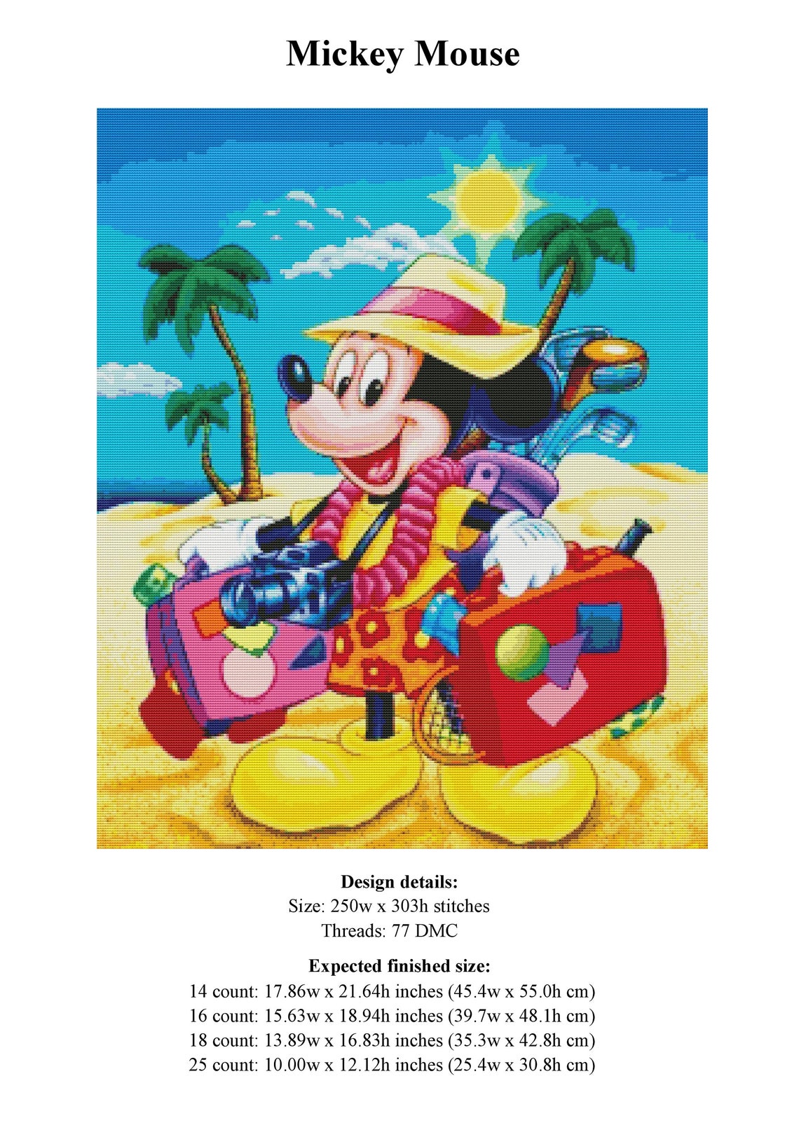 Mickey Mouse Cross Stitch Pattern / Cartoon Cross Stitch Etsy