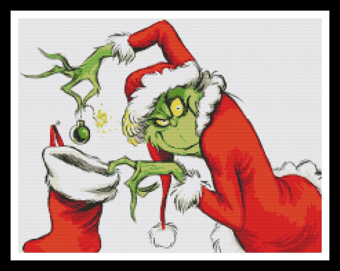 Grinch Cross Stitch Pattern / Christmas Cross Stitch Pattern / Etsy