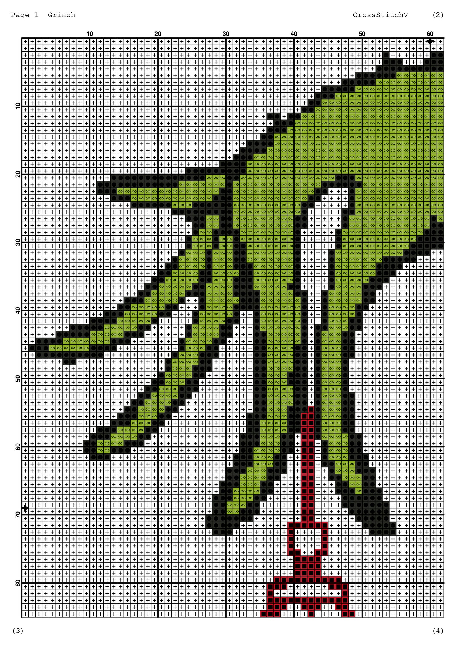 Grinch Cross Stitch Pattern / Christmas Holiday Cross Stitch Etsy