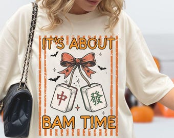 Comfort Colors Mahjong Shirt It's About Bam Time Halloween Shirt, Spooky Season Tee, Mahjong Game Night Gift for Her