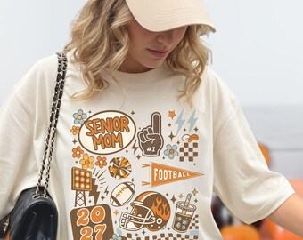 Senior Football Mom Shirt, 2027 Retro Football Mom Tee, Class of 2026 Senior Mom Shirt, Game Day Mom Gift, Comfort Colors Football Shirt