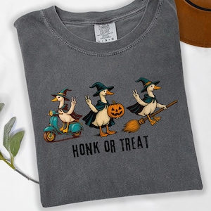 Comfort Colors Halloween Shirt, Honk or Treat Halloween Goose Shirt, Halloween Spooky Goose Shirt, Vintage Halloween Shirt, Silly Goose Tee