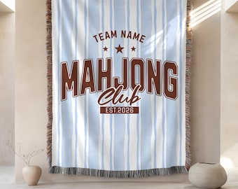 Mahjong Woven Blanket, Personalized Mahjong Club Throw Blanket, Custom Mahjong Group Tapestry, Mahjong Hostess Gift, Mahjong Lover Gift