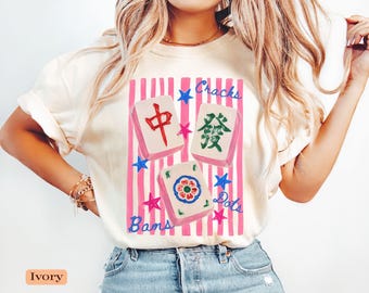 Mahjong Player Gift Shirt, Cracks Dots Bams Tee, Comfort Colors Mahjong Shirt, Girls Mahjong Club Tee, Game Night Gift for Her
