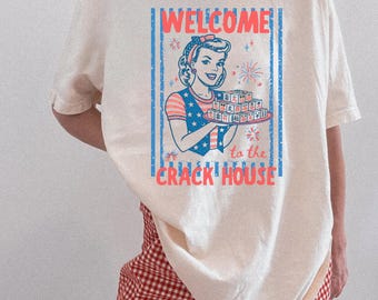 Welcome to the Crack House USA Mahjong Shirt, Patriotic Mahjong Tee, Funny American Mahjong Tee, Comfort Colors Fourth of July Mahjong Top