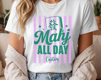 Custom Mahjong Player Gift Shirt, Mahj All Day Tee, Comfort Colors Mahjong Shirt, Girls Mahjong Club Tee, Game Night Gift for Her