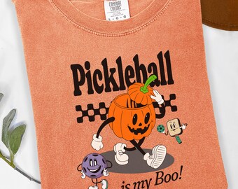 Retro Halloween Pickleball Shirt, Comfort Colors Tee Pickleball Lover Gift