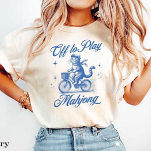 Off to Play Mahjong Sweatshirt, Funny Mahjong Shirt, Cat Mahjong Crewneck, Mahjong Lover Gift, Cozy Game Night Sweater image 10
