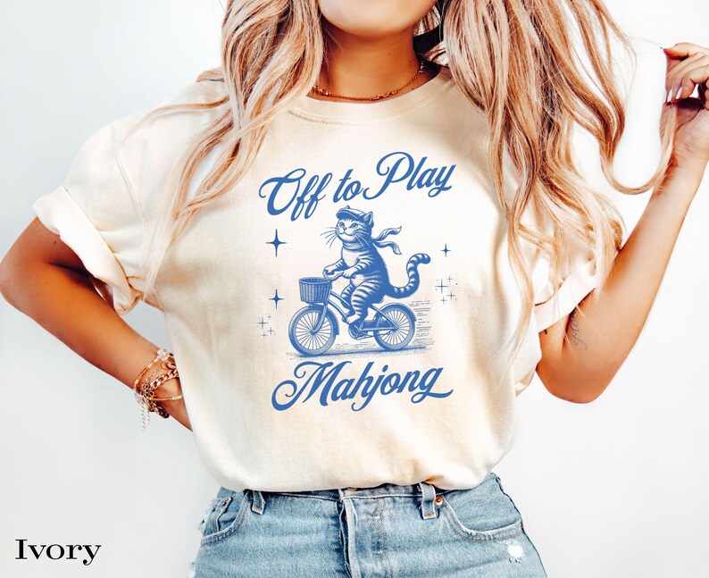 Off to Play Mahjong Sweatshirt, Funny Mahjong Shirt, Cat Mahjong Crewneck, Mahjong Lover Gift, Cozy Game Night Sweater image 10