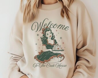 Welcome to the Crak House Christmas Mahjong Sweatshirt, Mahjong Christmas, Holiday Mahjong Gift, Mahjong Lover Gift, Gift for Mahjong Player