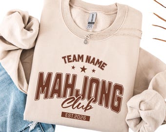 Mahjong Sweatshirt, Personalized Mahjong Club Sweatshirt, Mahjong Group Gift, Custom Mahjong Team Shirt, Mahjong Game Night Shirt