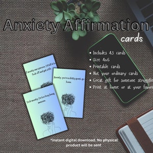 Tarjetas de afirmación para la ansiedad, calmar la ansiedad, tarjetas de afirmación, relajarse, calmar la ansiedad, humor sobre la ansiedad, tarjetas de afirmación, tarjetas de manifestación