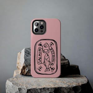 Salmon iPhone Case, Retro Tinned Fish iPhone Case, La Dolce Vita Phone Case, iPhone 16 Case, Protective Phone Cases, Summer iPhone Case