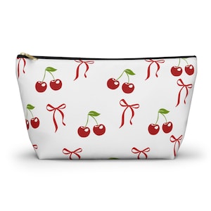 Cute Cherry Makeup Bag, Coquette Cherry Cosmetic Bag, Personalized Gift, Toiletry Bag Women, Bridesmaid Gift, Pouch Travel Bag
