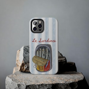 Sardine iPhone Case, Retro Tinned Fish iPhone Case, La Dolce Vita Phone Case, iPhone 16 Case, Protective Phone Cases, Summer iPhone Case