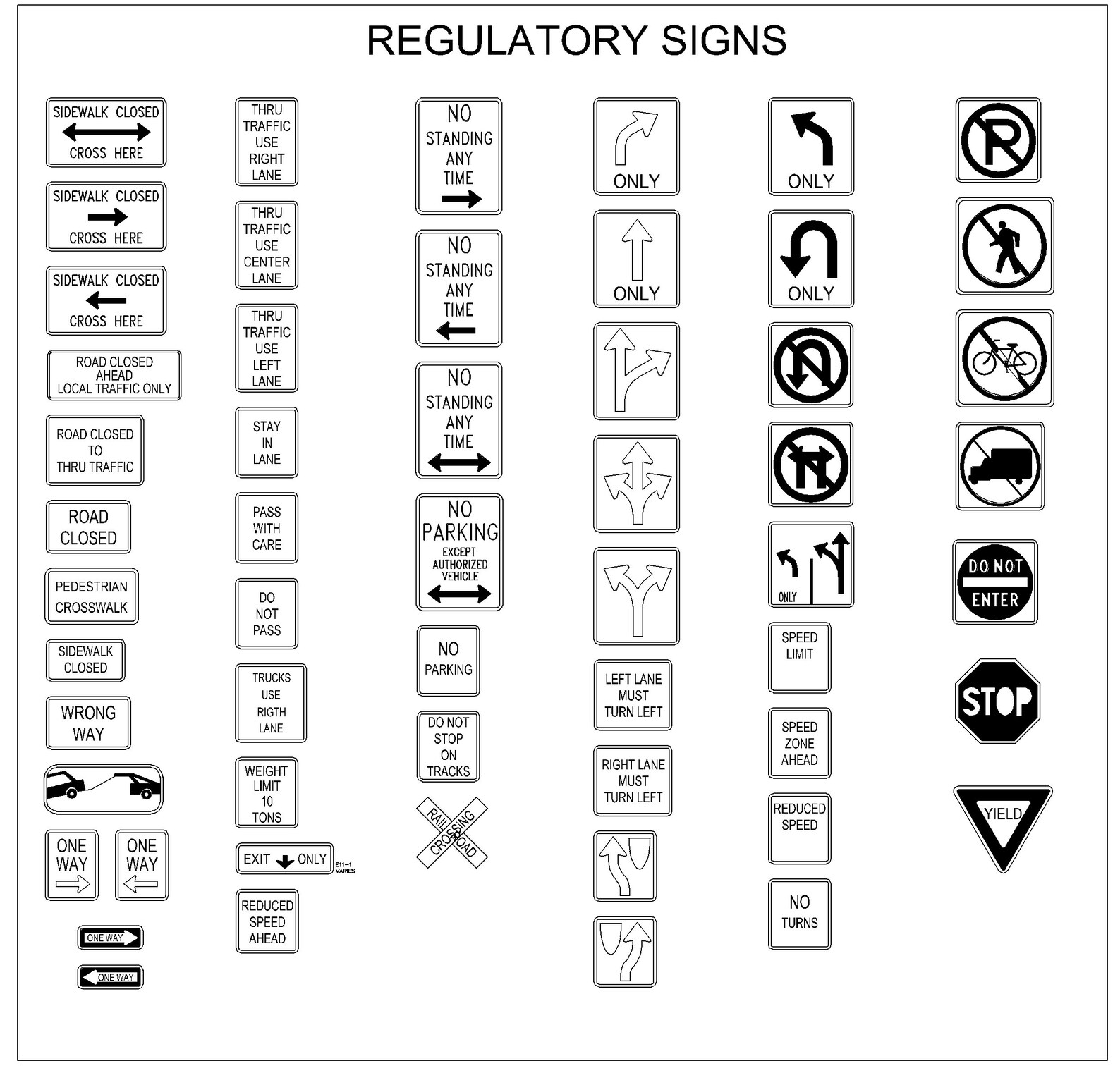Autocad Traffic Signs Guide Regulator and Warning Signs. Etsy