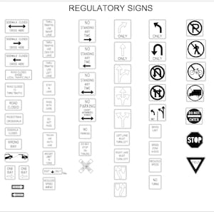 Autocad Traffic Signs- Guide, Regulator and Warning Signs. Dwg, Dxf and ...