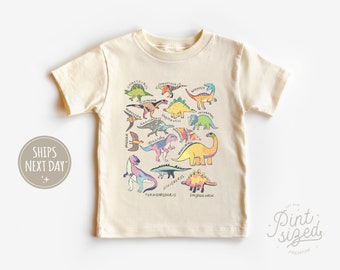 Dinosaurs Toddler Shirt - Trendy Dinosaur Kids Shirt - Types Of Dinosaurs Shirt - Cute Retro Natural Toddler Tee