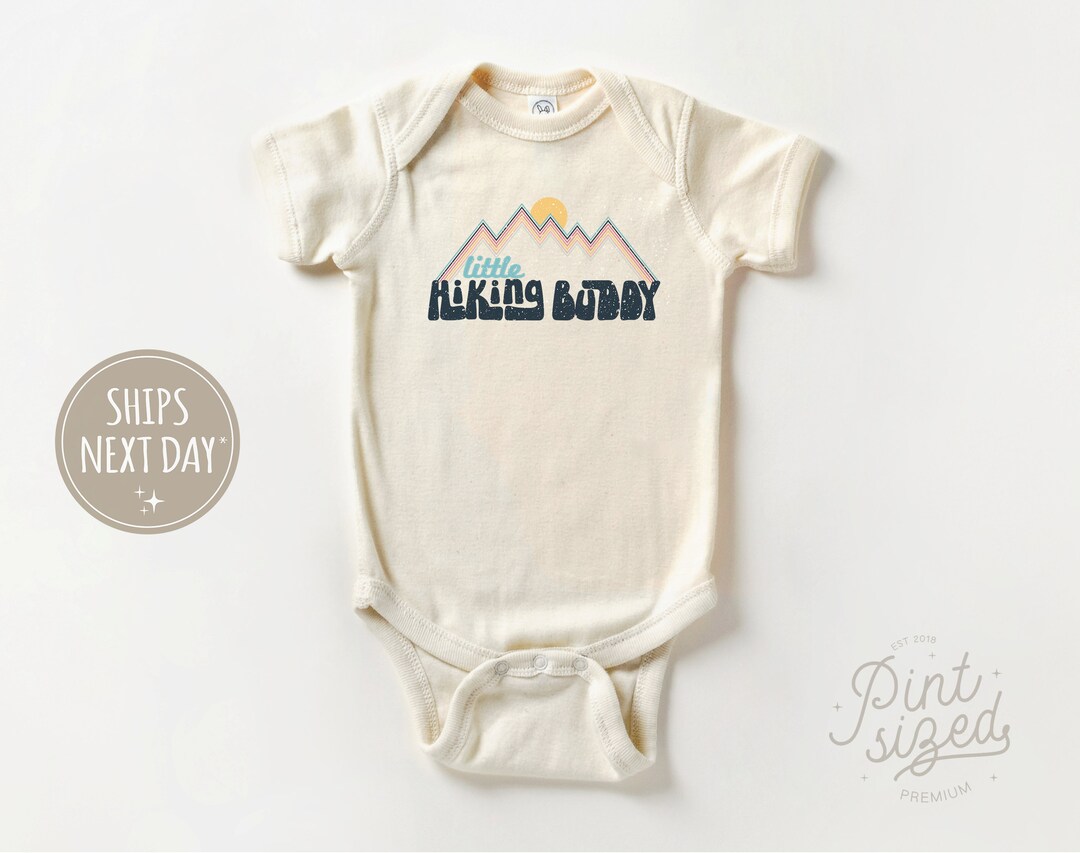 Little Hiking Buddy Baby Onesie® Retro Adventure Bodysuit Cute Camping