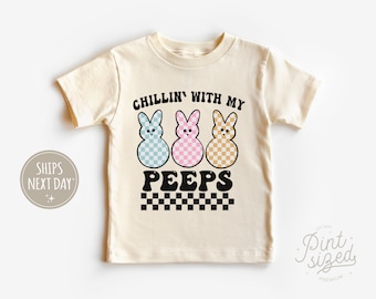 Chillin' with My Peeps - T-shirt enfant Pâques drôle - T-shirt bébé naturel hipster tendance pour tout-petit - T-shirt Pâques pour enfants