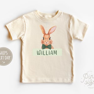 Boys Easter Toddler Shirt - Personalized Spring Kids Tee - Easter Bunny Natural Shirt