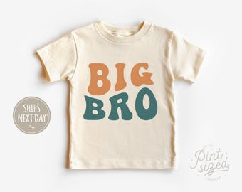 Big Bro Toddler Shirt - Cute Vintage Brother Kids Shirt - Natural Big Brother Toddler Tee