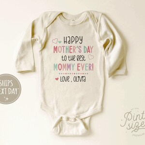 Happy Mothers Day Baby Onesie® - Personalized First Mothers Day Natural ...
