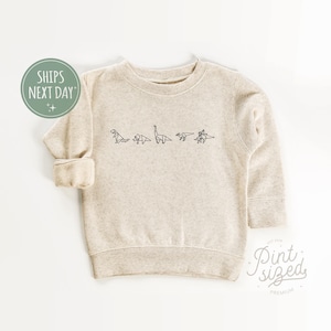 Dinosaur Toddler Sweatshirt - Cute Origami Kids Tee - Simple Natural Crew Neck