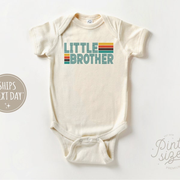 Retro Little Brother Onesie® - Boys Sibling Bodysuit - Vintage Natural Baby Onesie®