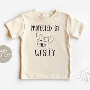 Protected By Dog Breed Toddler Shirt - Cute Personalized Kids Tee - Natural Custom Kids Shirt